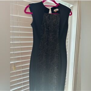 Calvin Klein Black and Gray Midi Dress